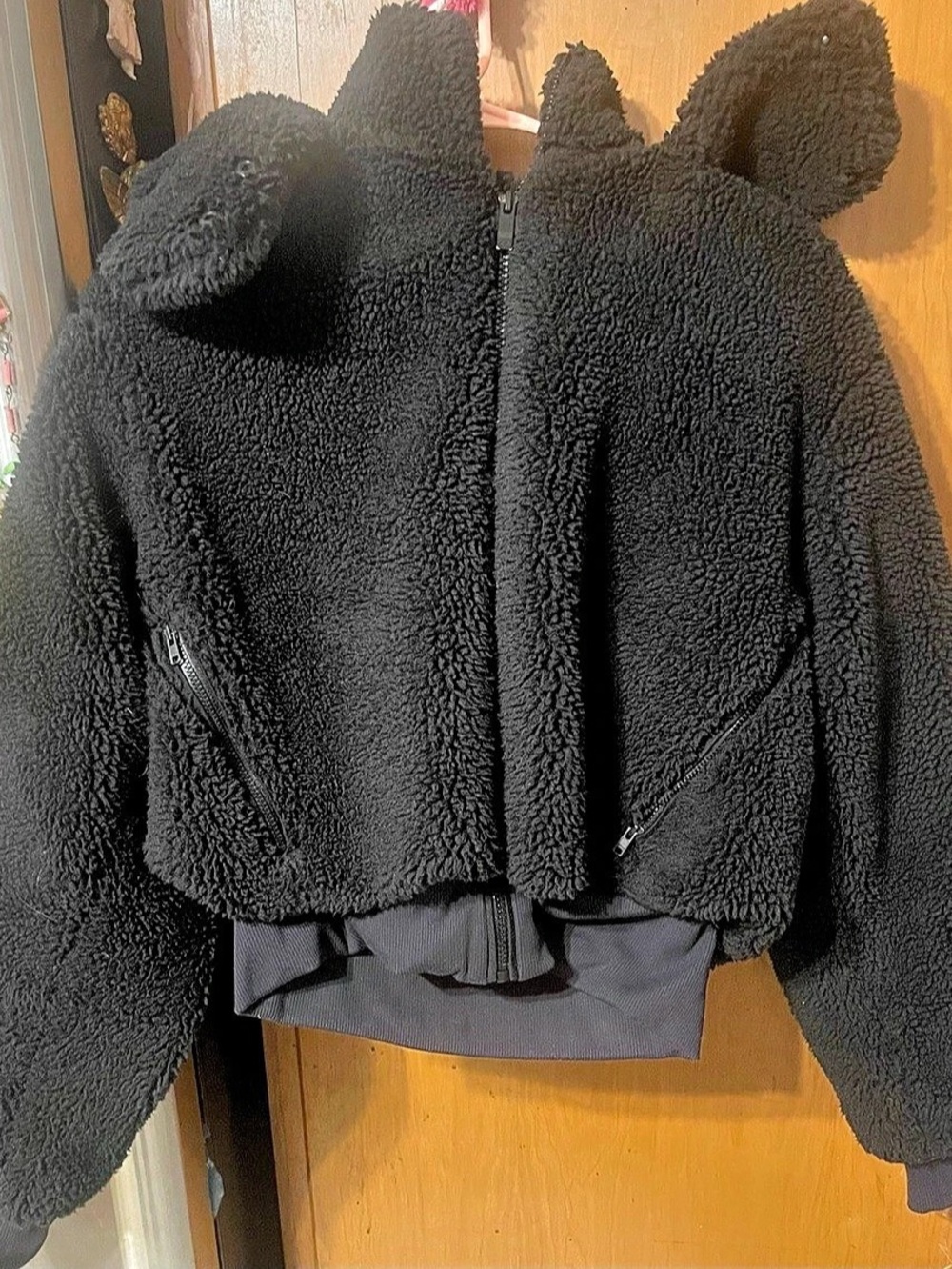 Alo Black Sherpa Hooded Jacket Like New